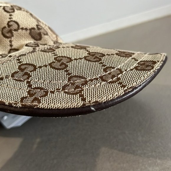 Gucci Natural Monogram Striped-Trim Woven Baseball Cap main image 7